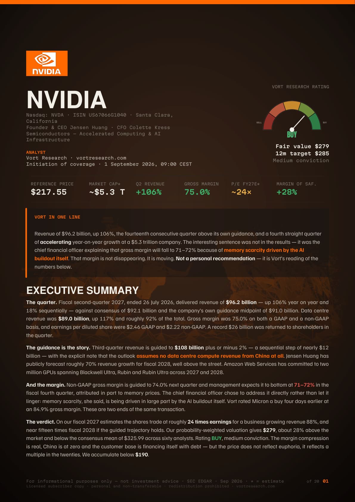Cover of the Vort report on NVIDIA Corporation